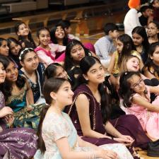 Group of elementary students waiting to perform